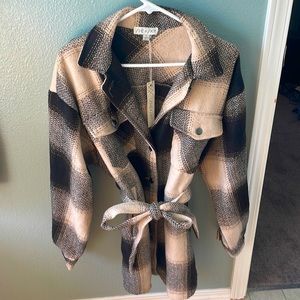 Plaid button up coat
